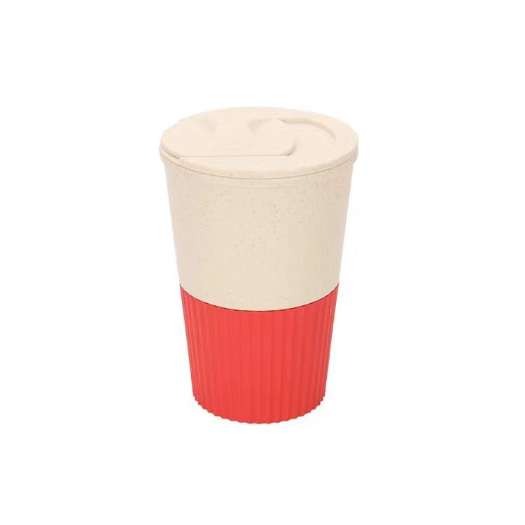 Eco-Friendly Wheat Straw Coffee Cup with Lid – Portable & Heat-Resistant Travel Mug