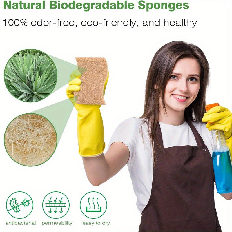 9pcs Biodegradable Non-Scratch Sponges for Eco-Friendly Cleaning