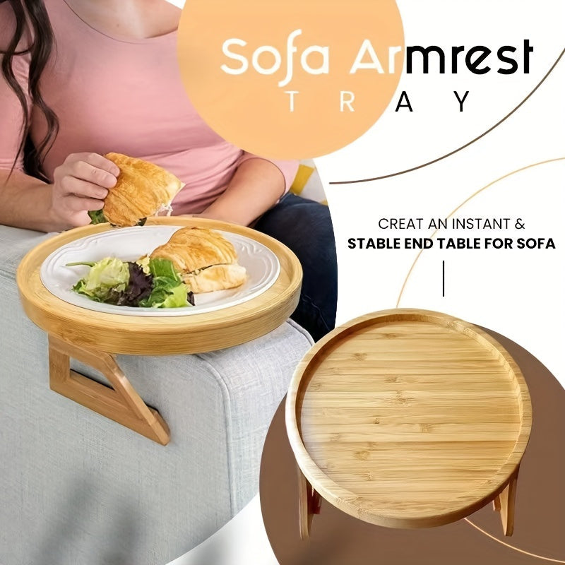 Foldable Bamboo Sofa Armrest Tray – Eco-Friendly and Convenient Sofa Tray