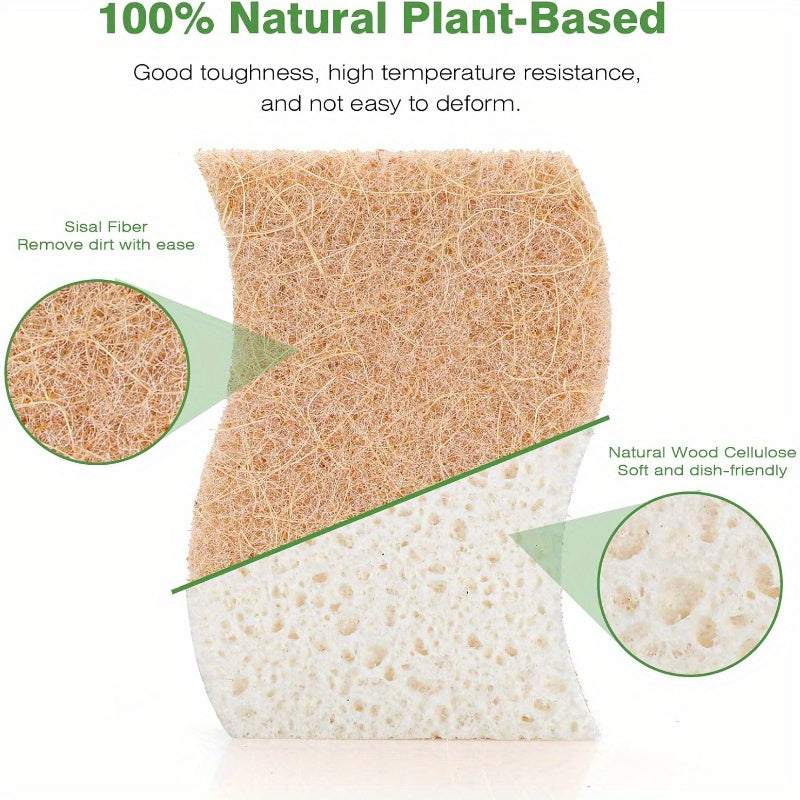 9pcs Biodegradable Non-Scratch Sponges for Eco-Friendly Cleaning