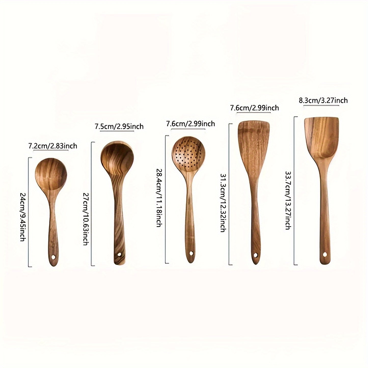 5pcs Wooden Kitchen Utensil Set – Eco-Friendly Tools for Non-Stick Cookware