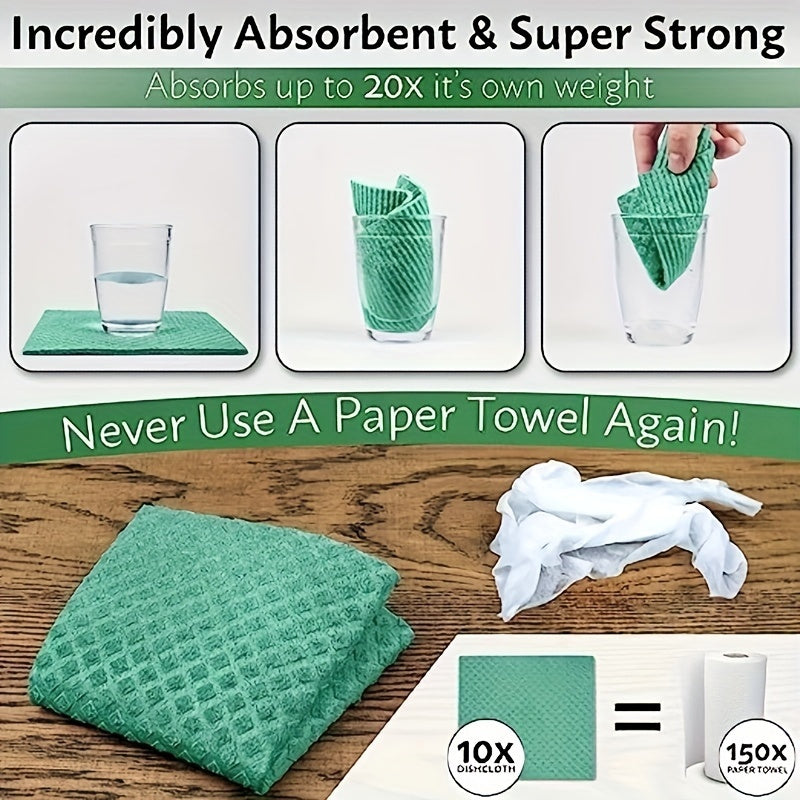 10pcs Biodegradable Dish Cloths – Sustainable, Durable Cleaning Towels for Home & Kitchen