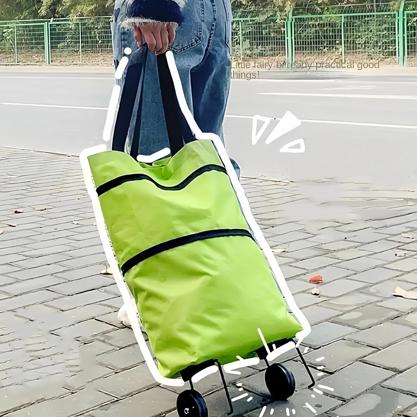 Foldable Hand Cart with Backpack Strap & Shopping Bag | Eco-Friendly and Convenient