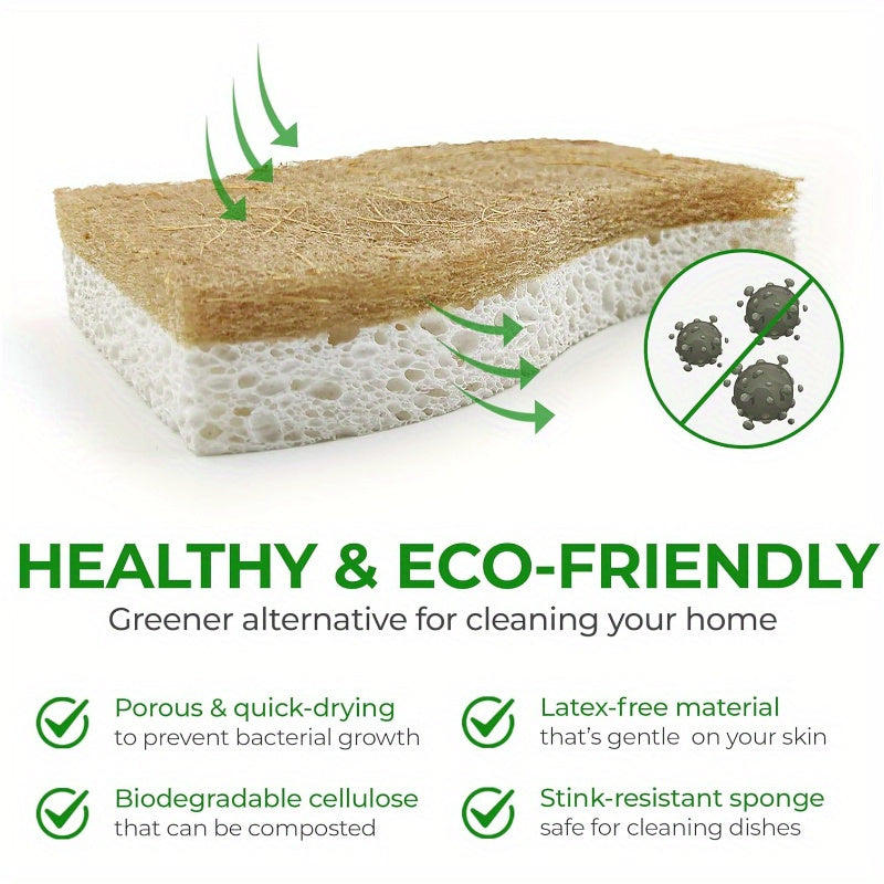 9pcs Biodegradable Non-Scratch Sponges for Eco-Friendly Cleaning