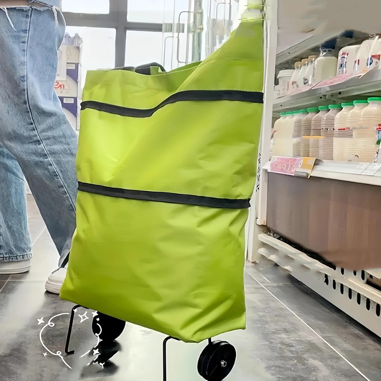 Foldable Hand Cart with Backpack Strap & Shopping Bag | Eco-Friendly and Convenient