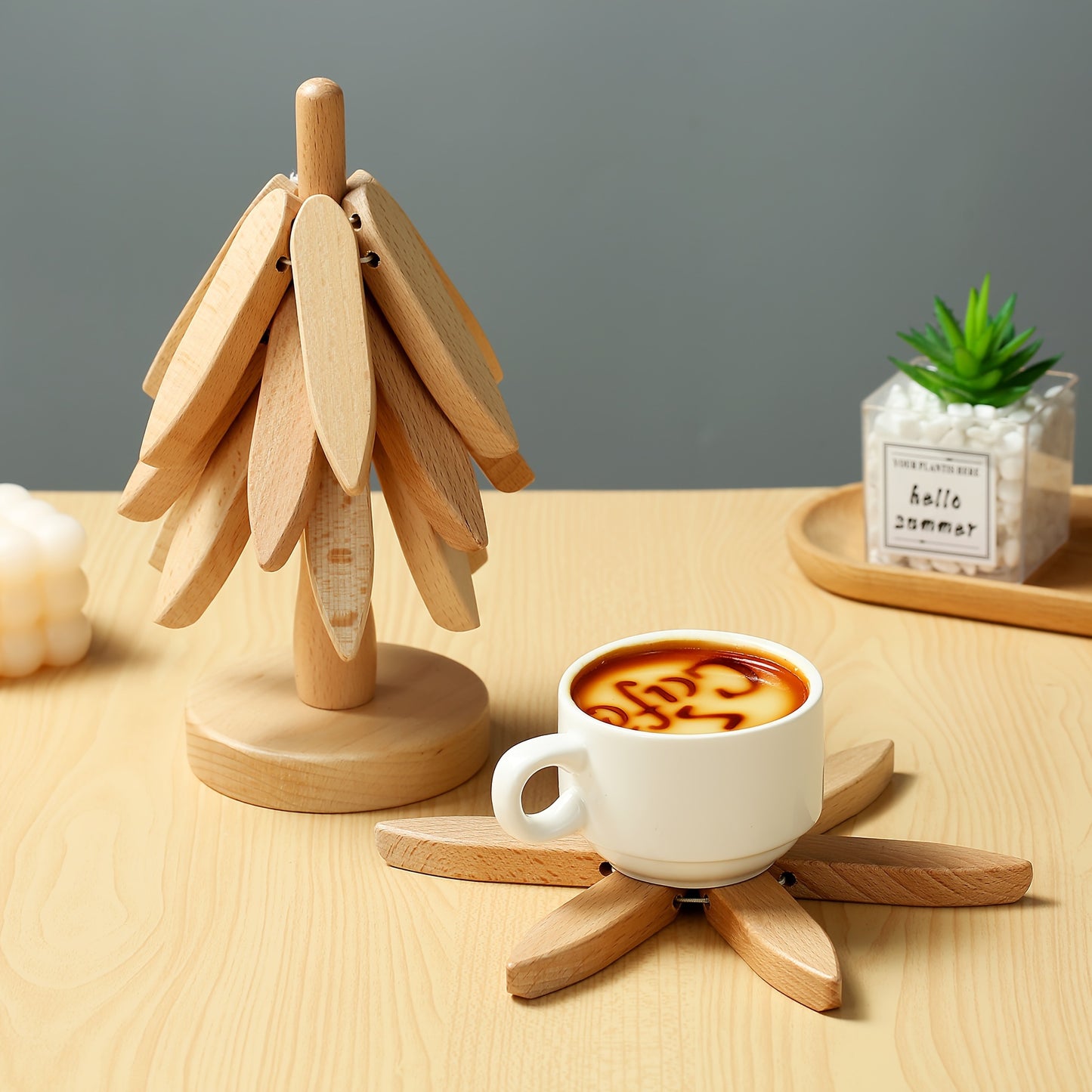 Tree-Inspired Wooden Trivet – Elegant, Eco-Friendly Protection for Your Kitchen