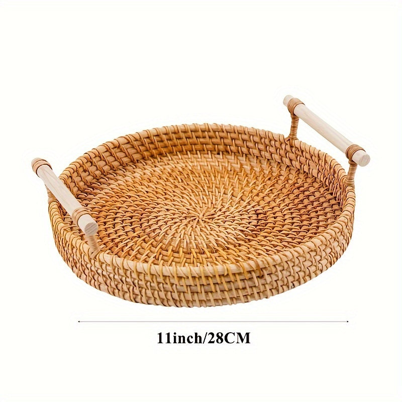 Handwoven Rattan Basket – Double Tray for Fruit, Snacks & Picnic, Eco-Friendly & Stylish