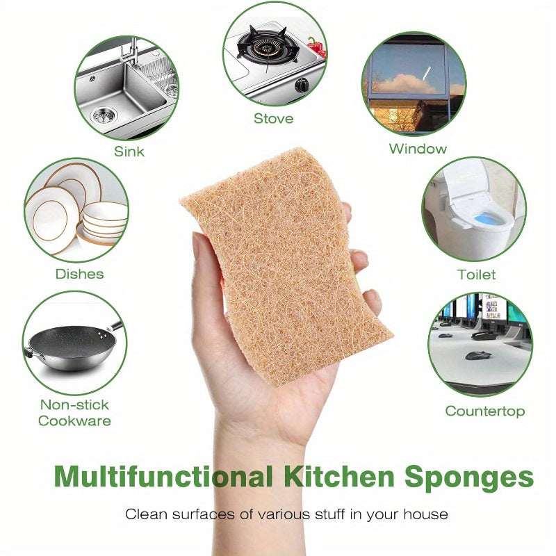 9pcs Biodegradable Non-Scratch Sponges for Eco-Friendly Cleaning